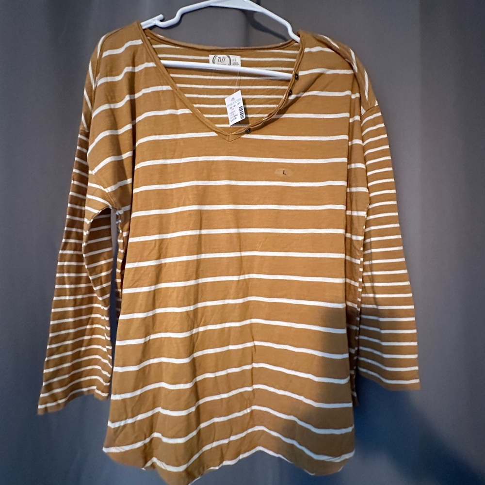 Maurices Mustard Yellow Striped Top